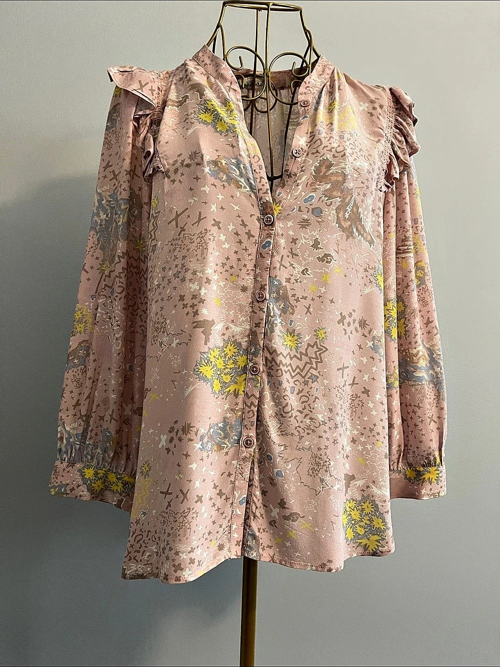Zadig & Voltaire Printed Long Sleeve Blouse in Pink
